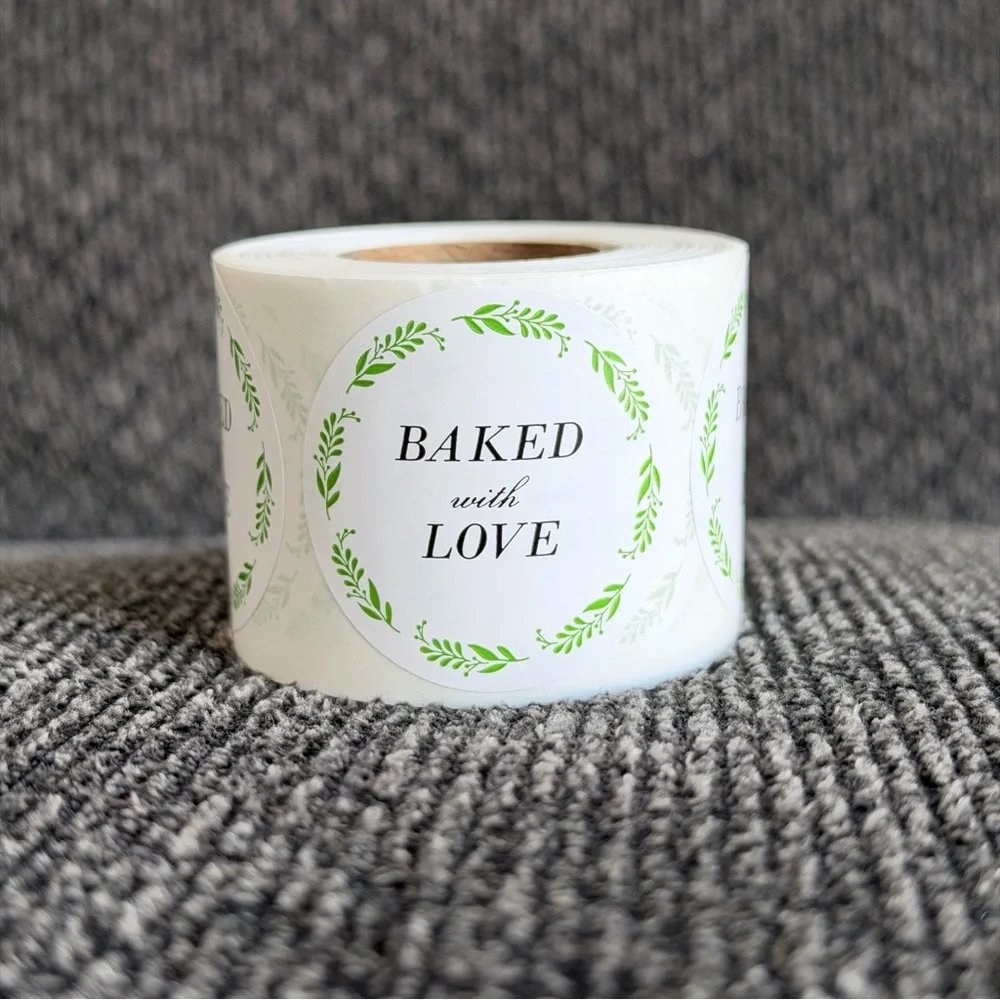 300 Baked With Love 1.5in Shipping Stickers labels - Picture 2 of 2